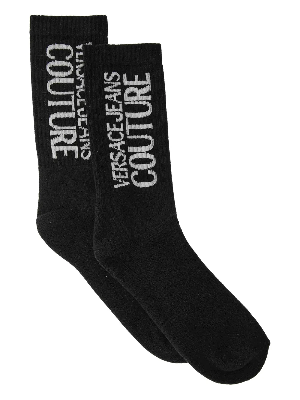 Versace Jeans Couture Geribbelde sokken met logoprint Zwart