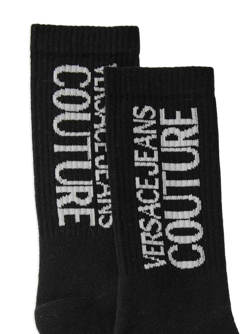 Versace Jeans Couture Geribbelde sokken met logoprint Zwart