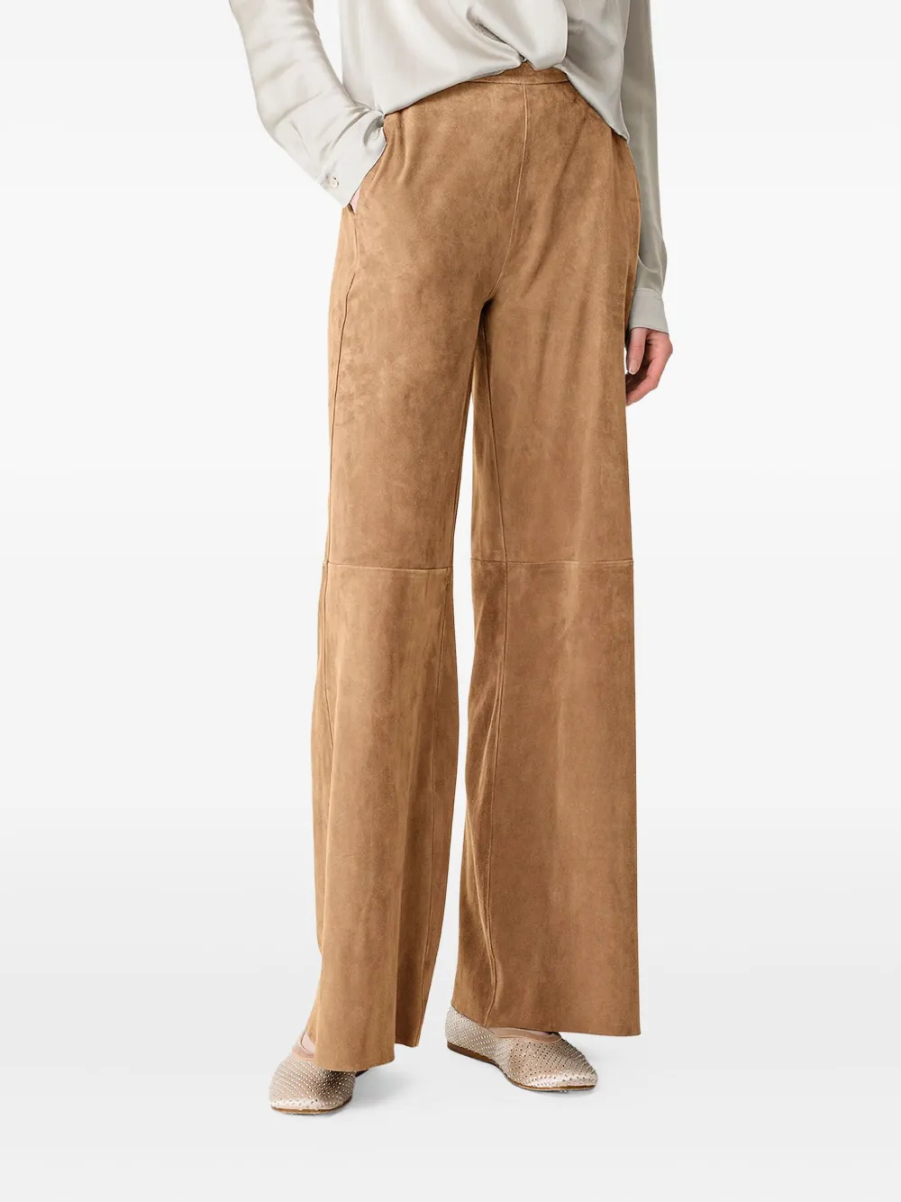 Forte Forte suede-leather wide-leg trousers - Bruin