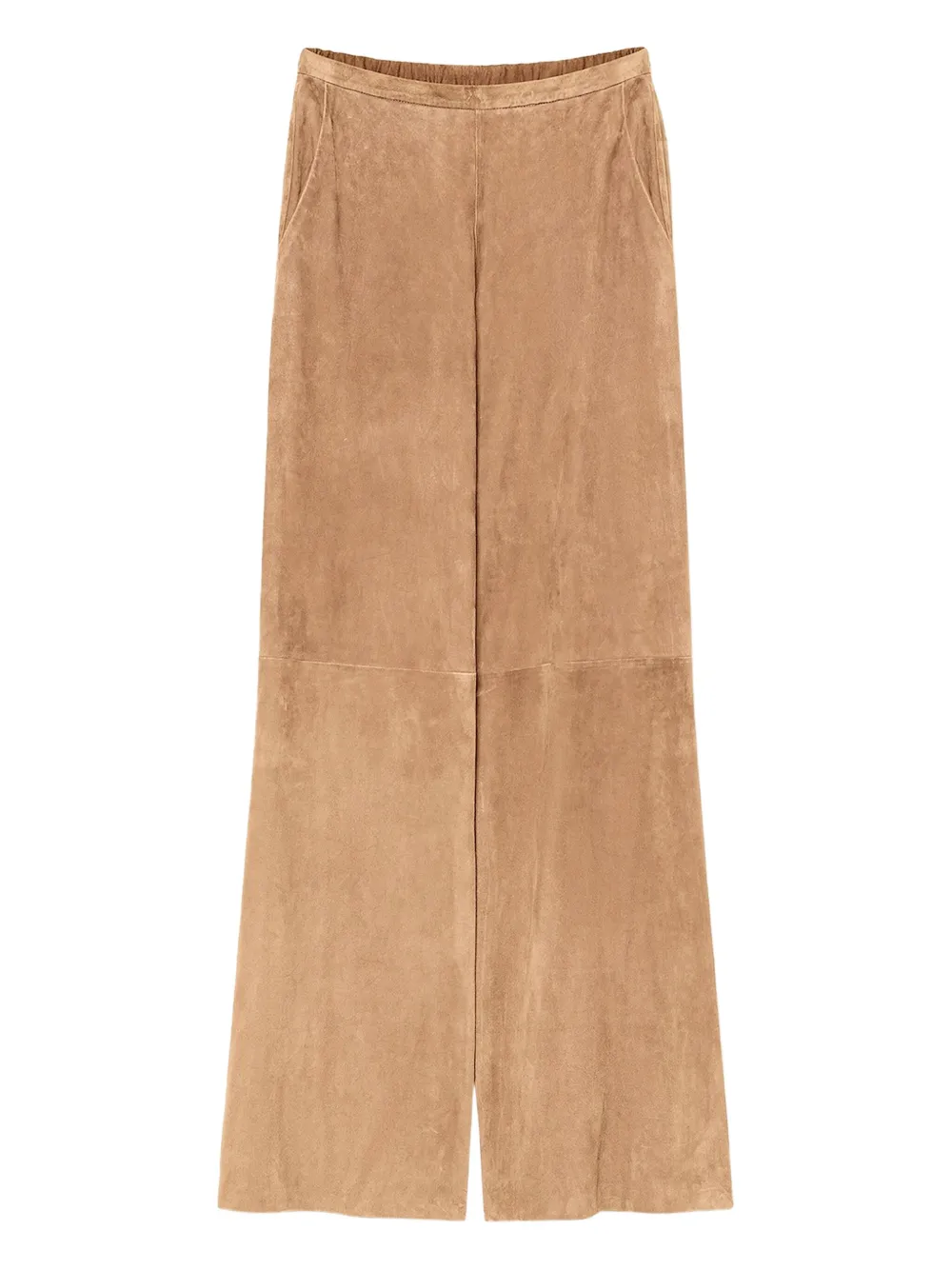 Forte Forte Light Suede Wide-leg Trousers With High Waist And Seam Detailing In Brown