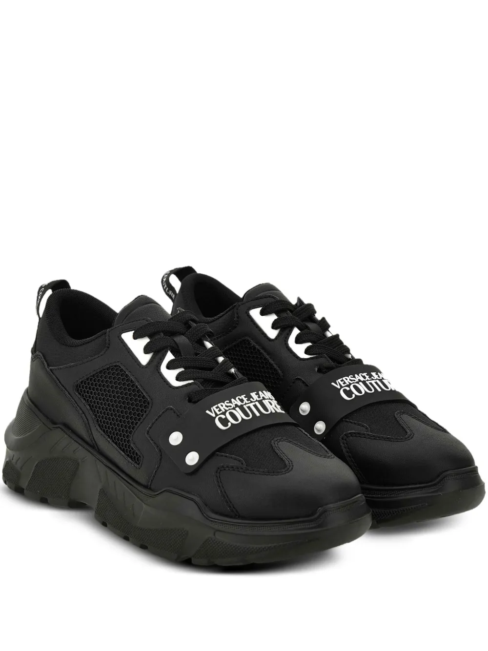 Versace Jeans Couture logo-plaque mesh sneakers Black