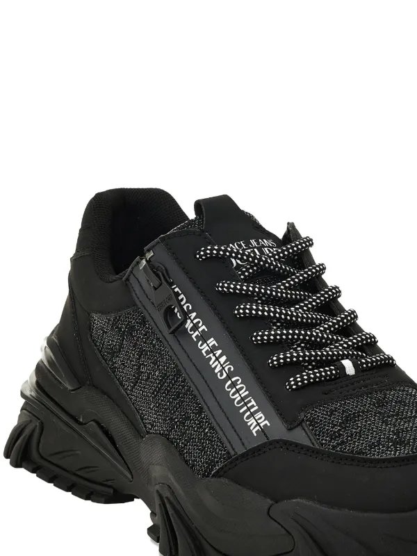 Versace Jeans Couture zip-detail Textured Sneakers | Black | FARFETCH