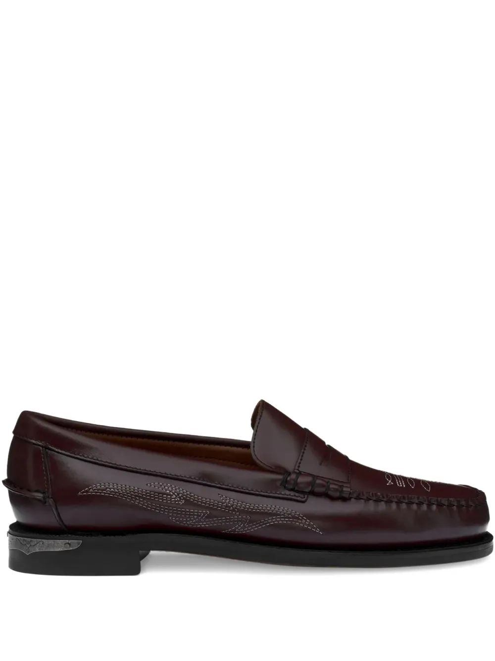 Sebago Dan El Paso Embroidered Penny Loafers In Burgundy