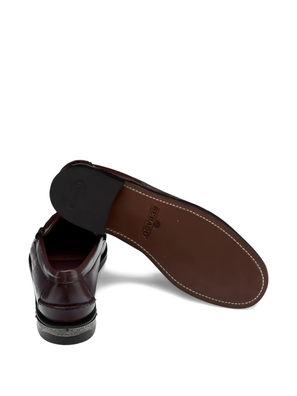 Sebago Dan El Paso Embroidered Penny Loafers In Burgundy