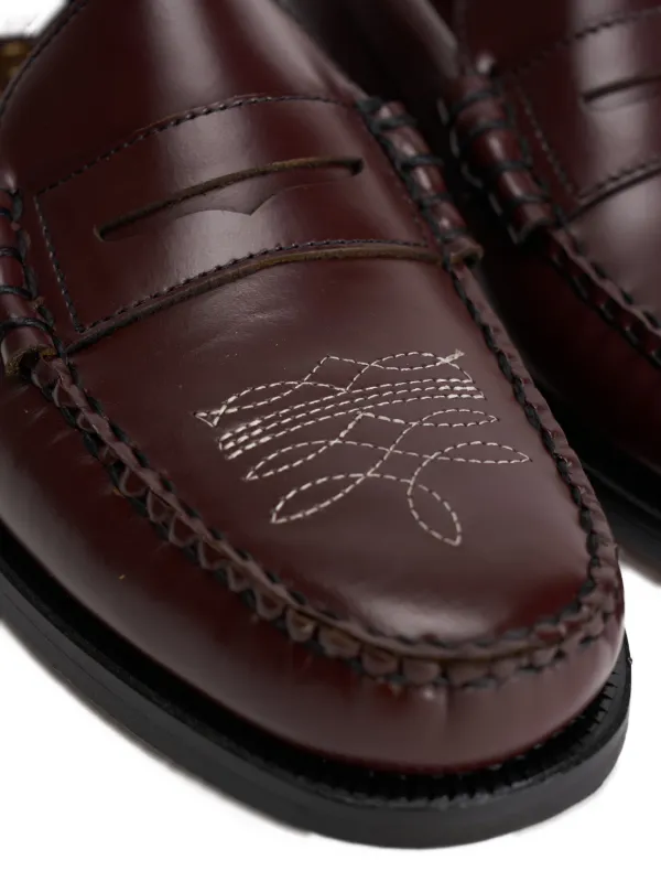 Sebago Dan El Paso Embroidered Penny Loafers | Brown | FARFETCH