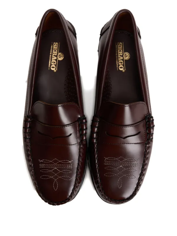 Sebago Dan El Paso Embroidered Penny Loafers | Brown | FARFETCH