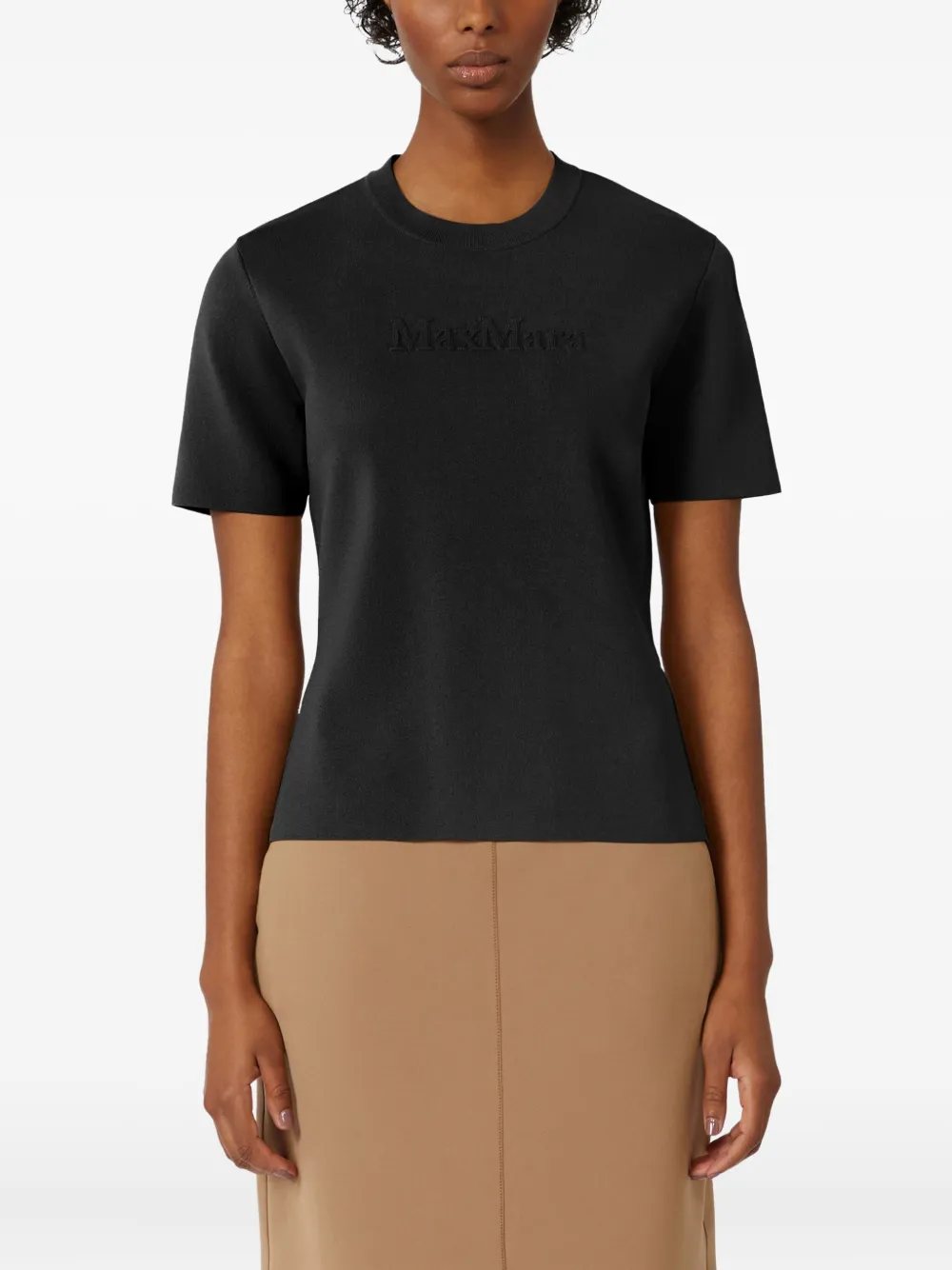 Max Mara T-shirt met logo-reliëf Zwart