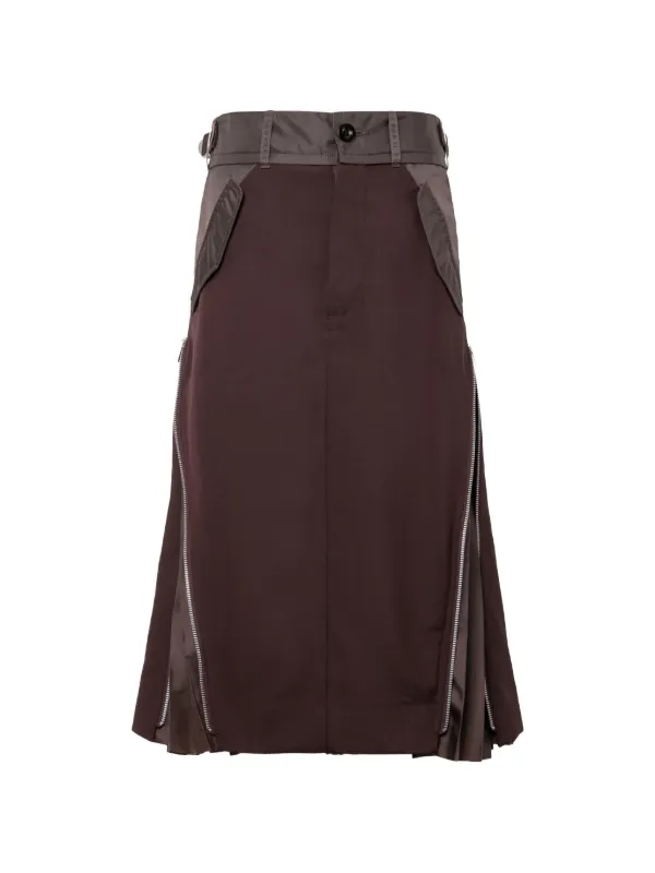 Sacai High-waisted Skirt in Brown
