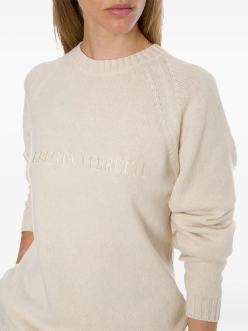 Alberta Ferretti Logo-embroidered Sweater In Neutral
