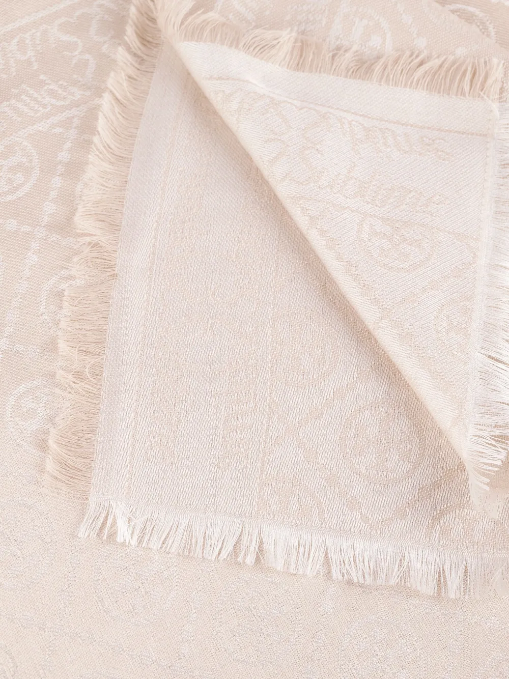 Tory Burch Logo-pattern Fringed-edges Scarf In Pink