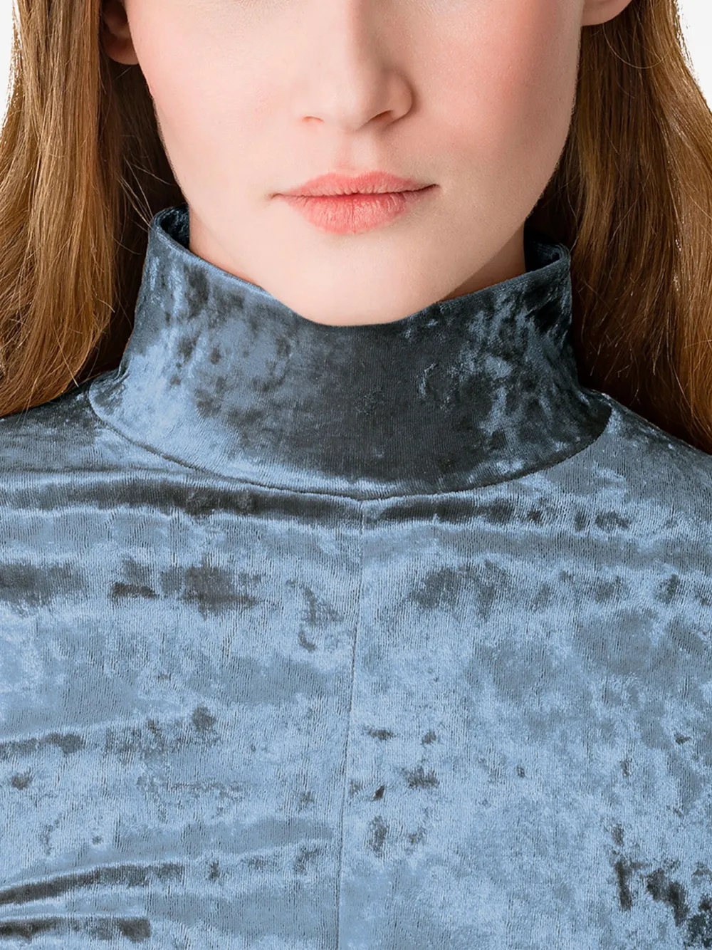 Forte Forte Iridescent Stretch Velvet Turtleneck T-shirt In Blue