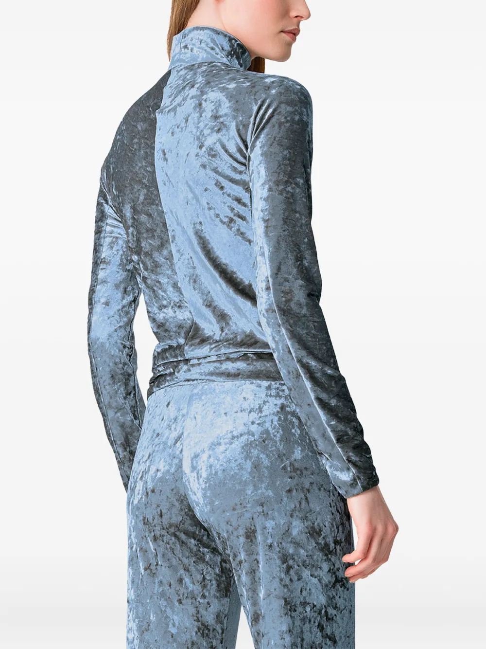 Forte Forte Iridescent Stretch Velvet Turtleneck T-shirt In Blue