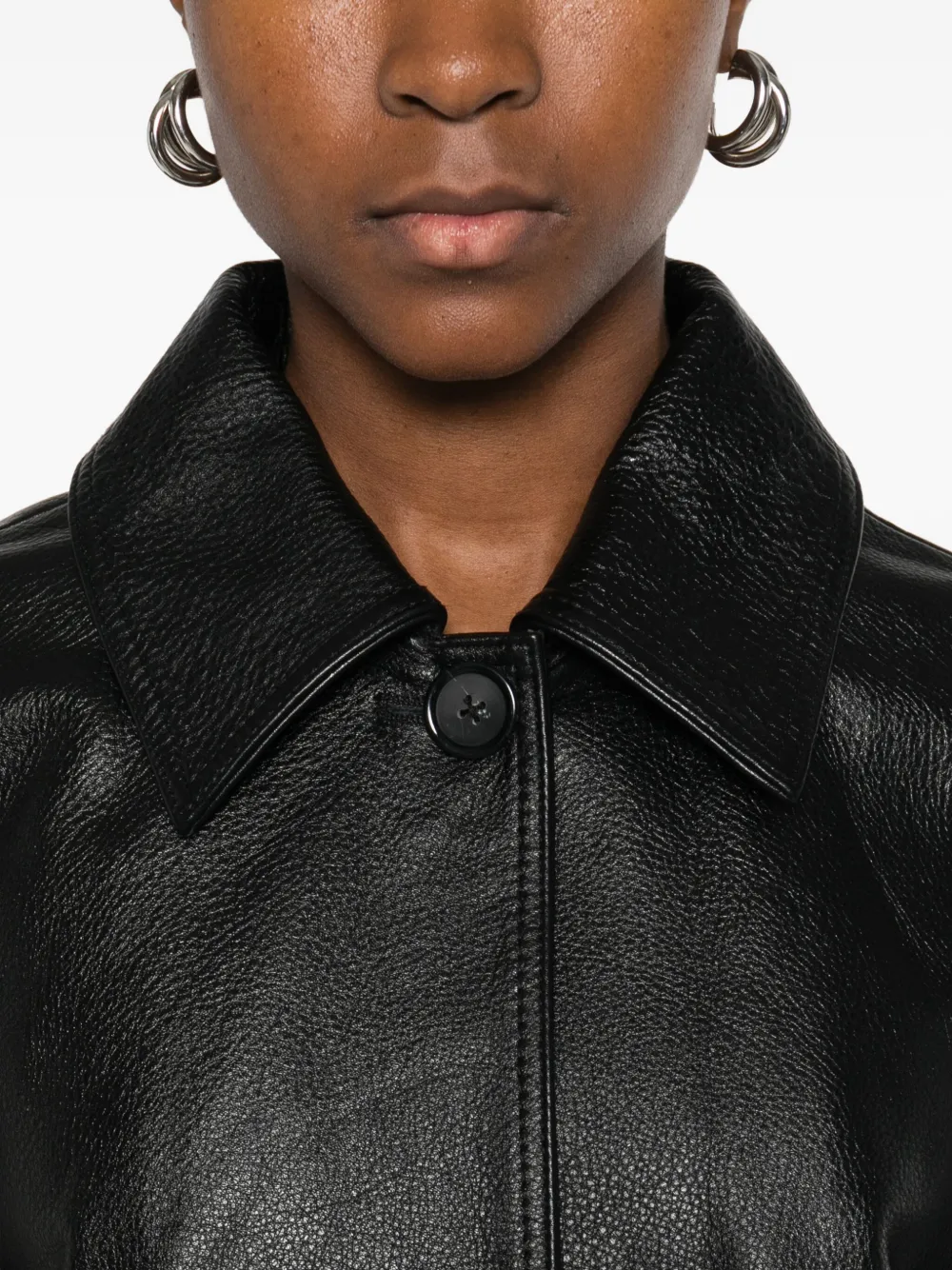 Totême Grained-texture Leather Jacket In Black
