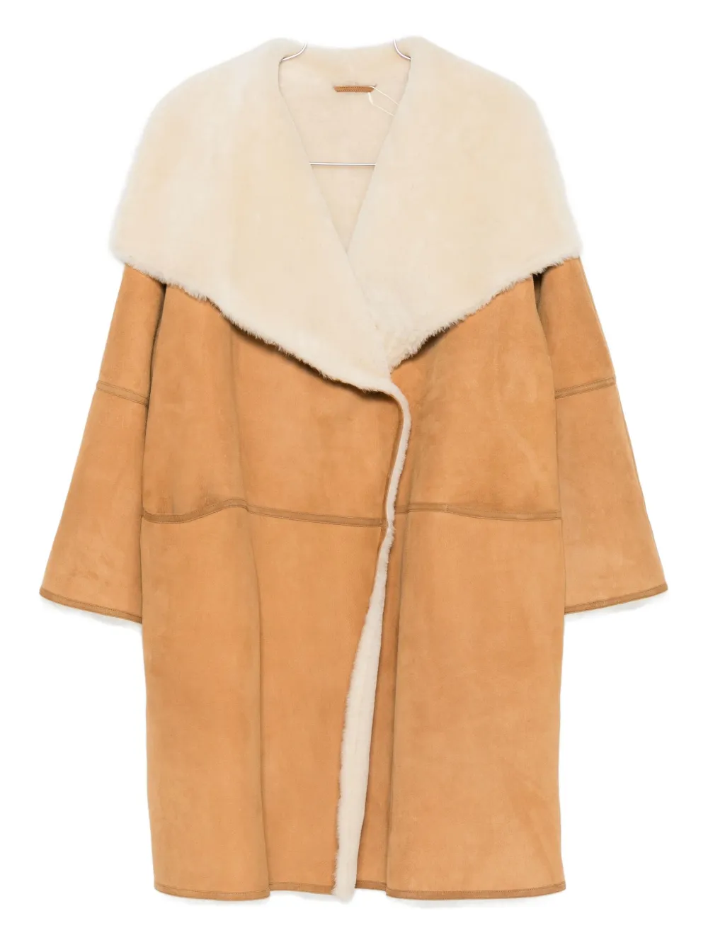 Totême Draped Shearling Coat In Brown