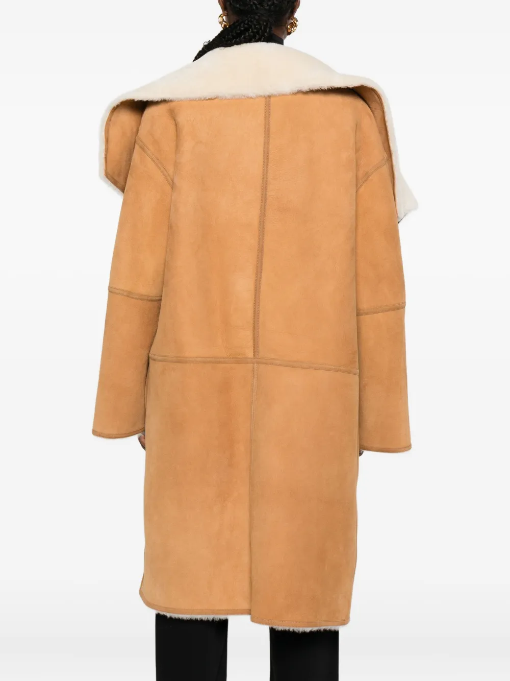 Totême Draped Shearling Coat In Brown