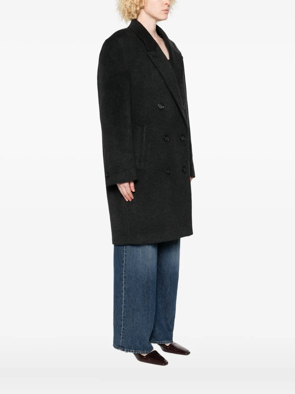 Totême Double-breasted Cashmere Coat In Black