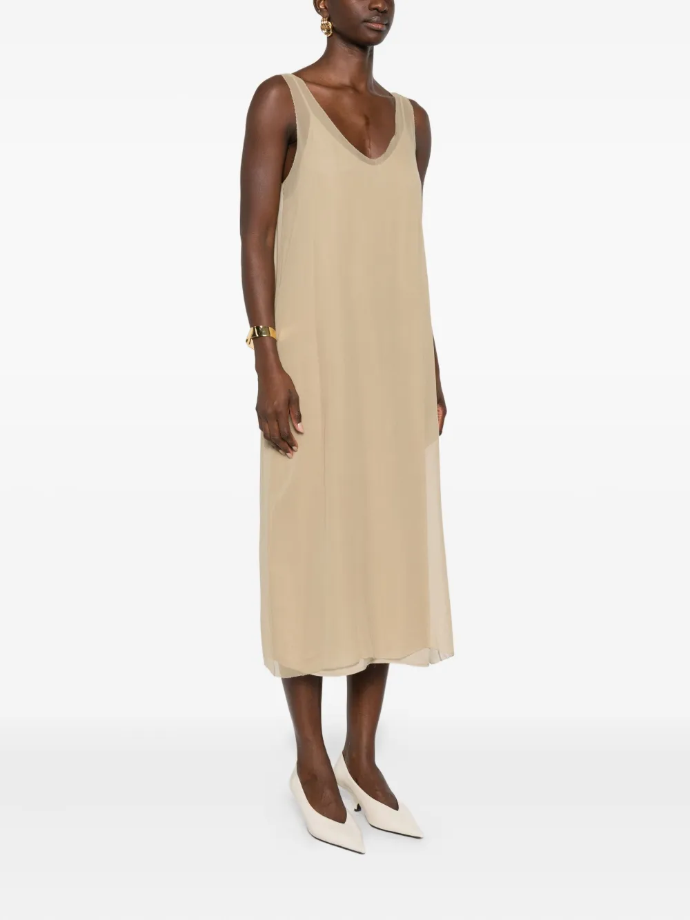 Totême Slip Midi Dress In Neutral