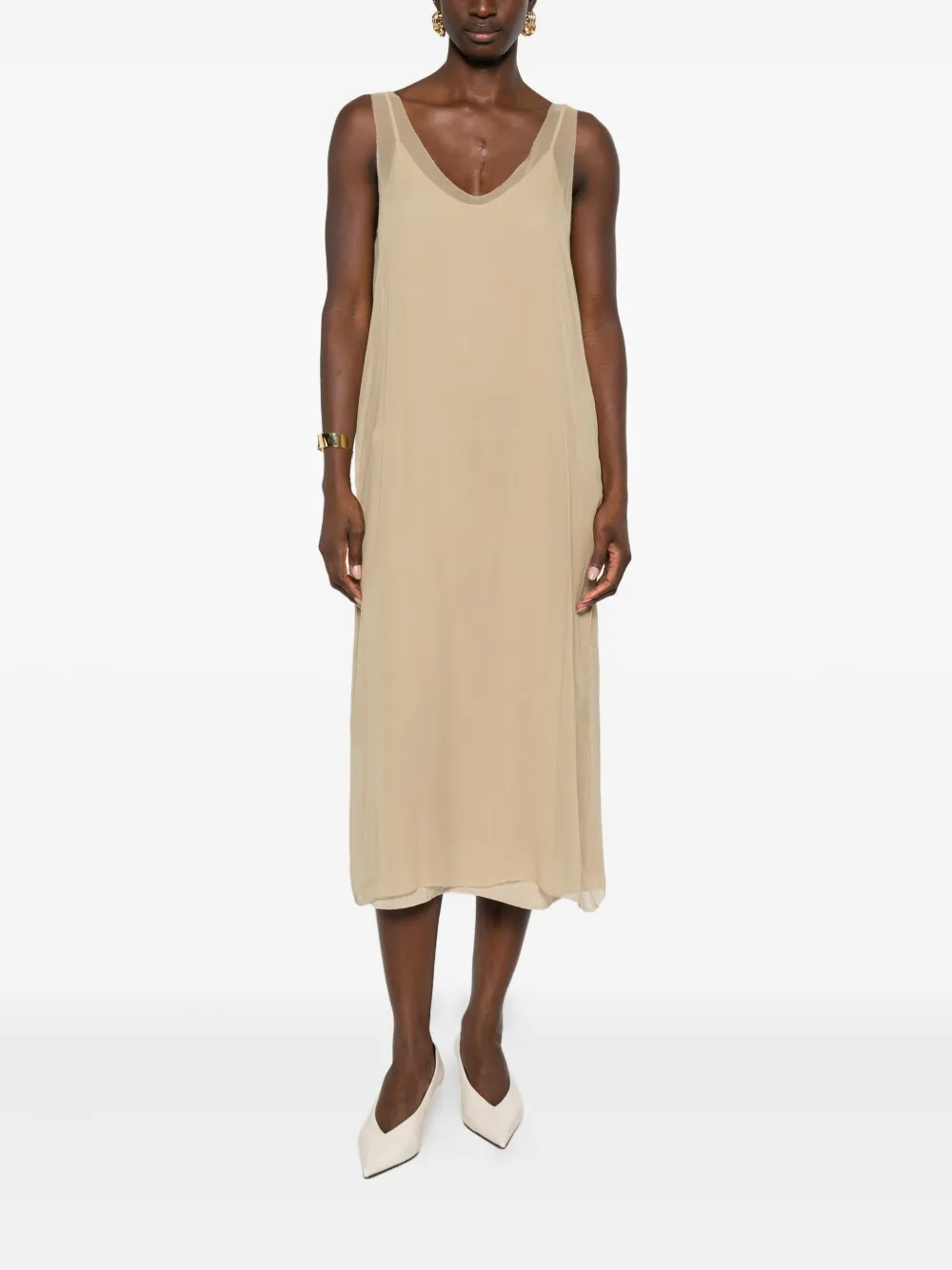 Totême Slip Midi Dress In Neutral