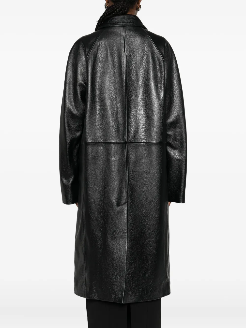 Totême Raglan-sleeves Leather Coat In Black