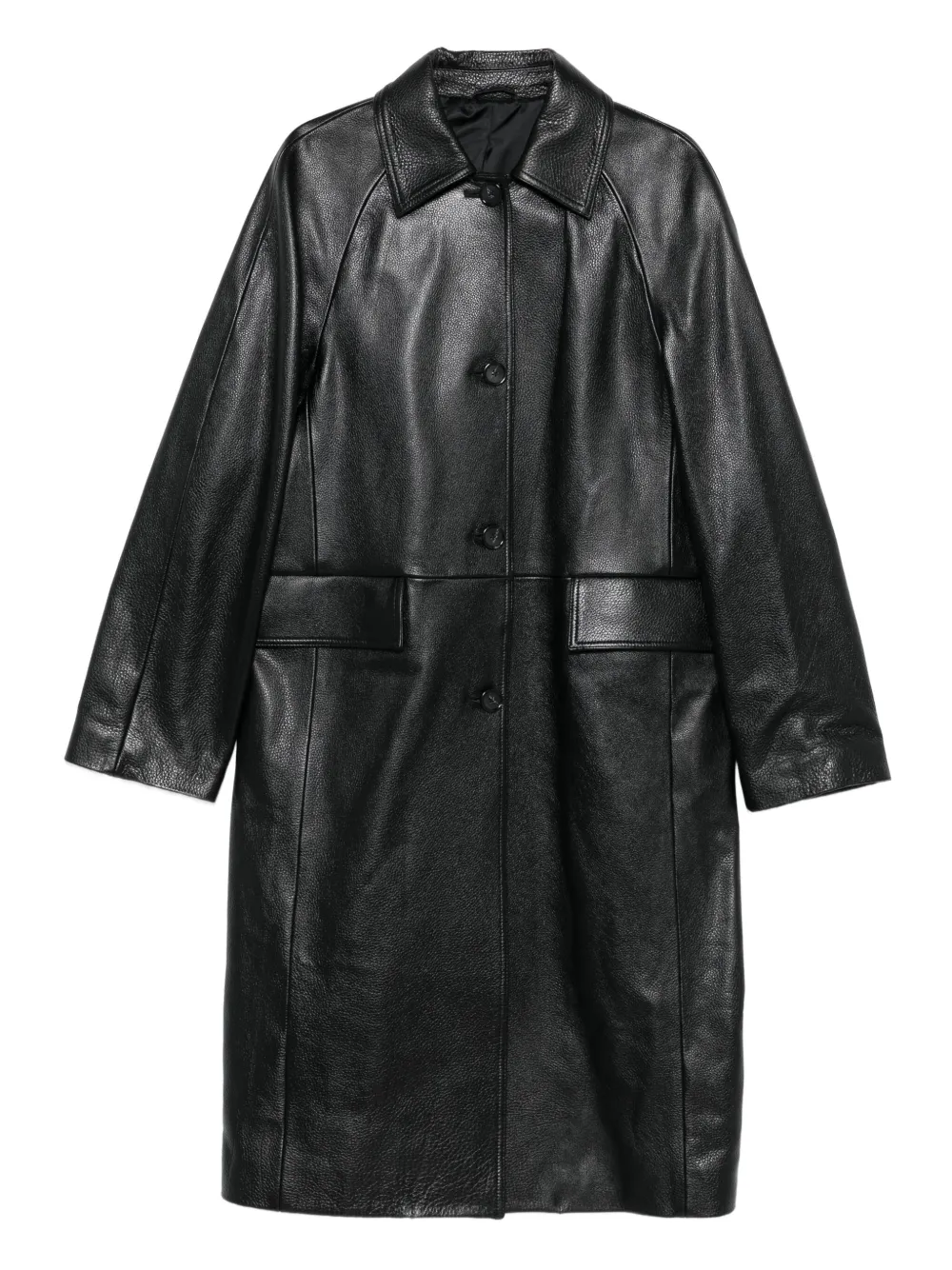 Totême Raglan-sleeves Leather Coat In Black