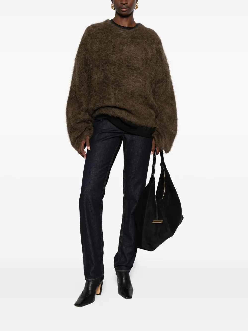 Totême Toteme Boxy Alpaca Blend Sweater In Brown