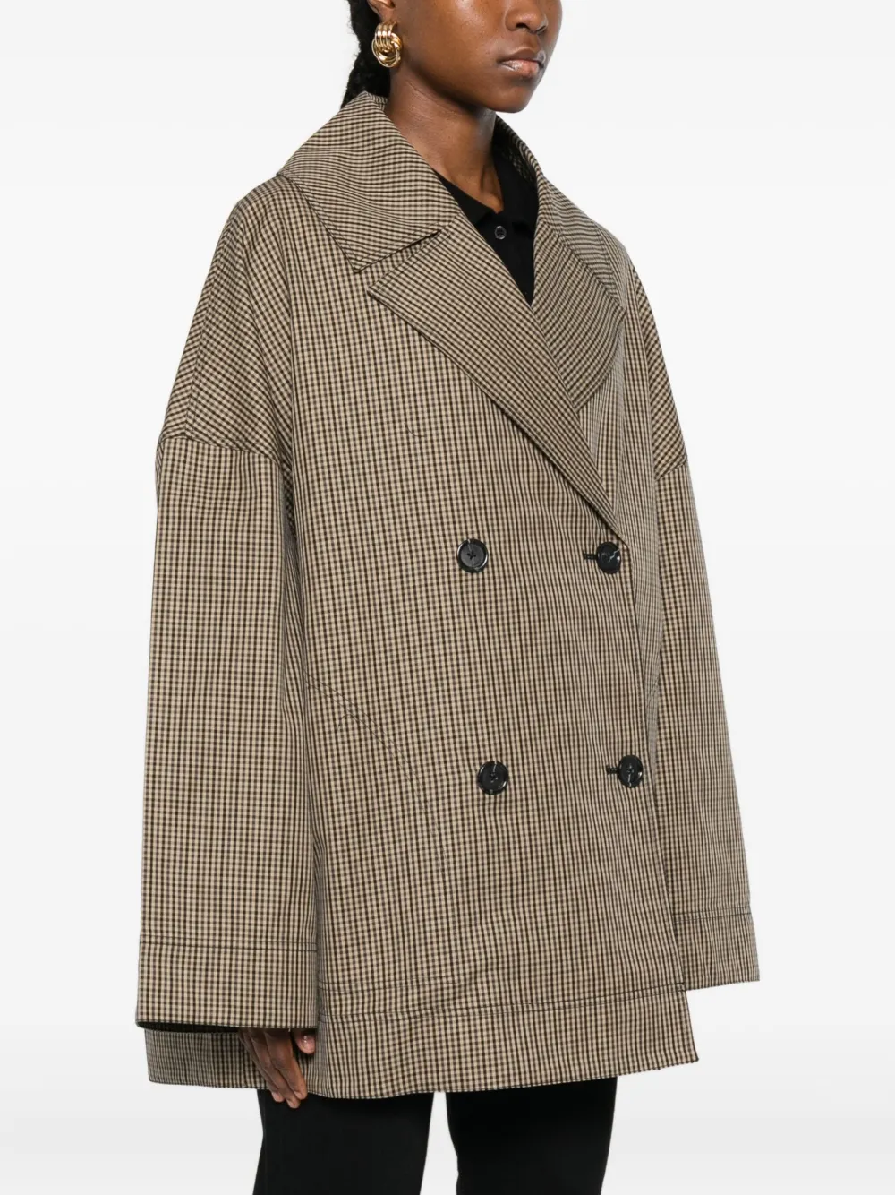 Totême Double-breasted Checked Jacket In Brown