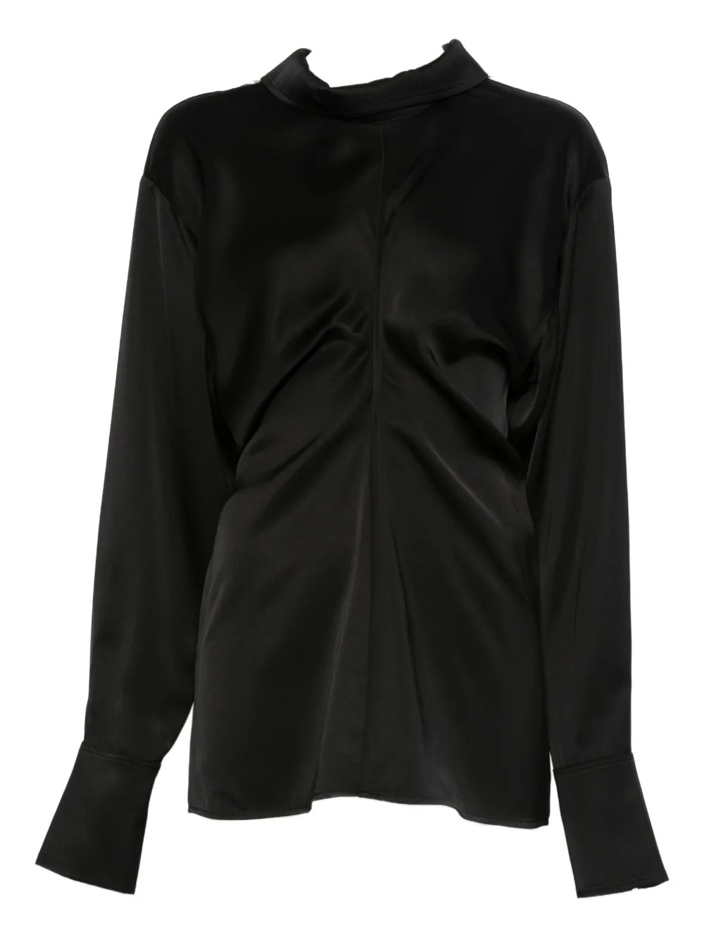 Totême Slouch Zip-front Draped Blouse In Black