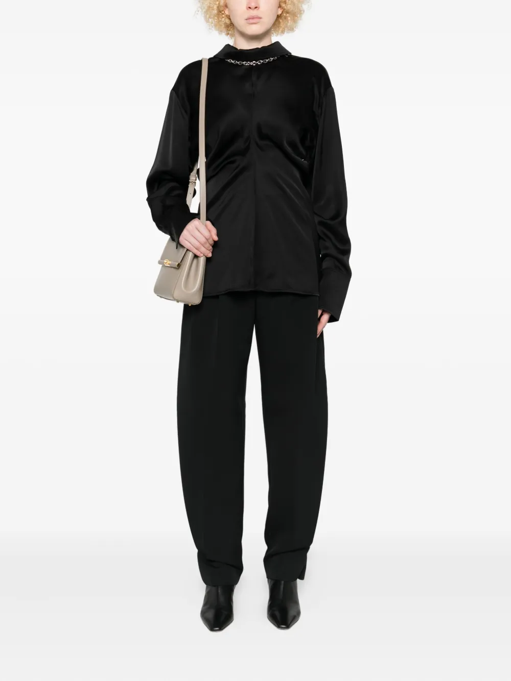 Totême Slouch Zip-front Draped Blouse In Black