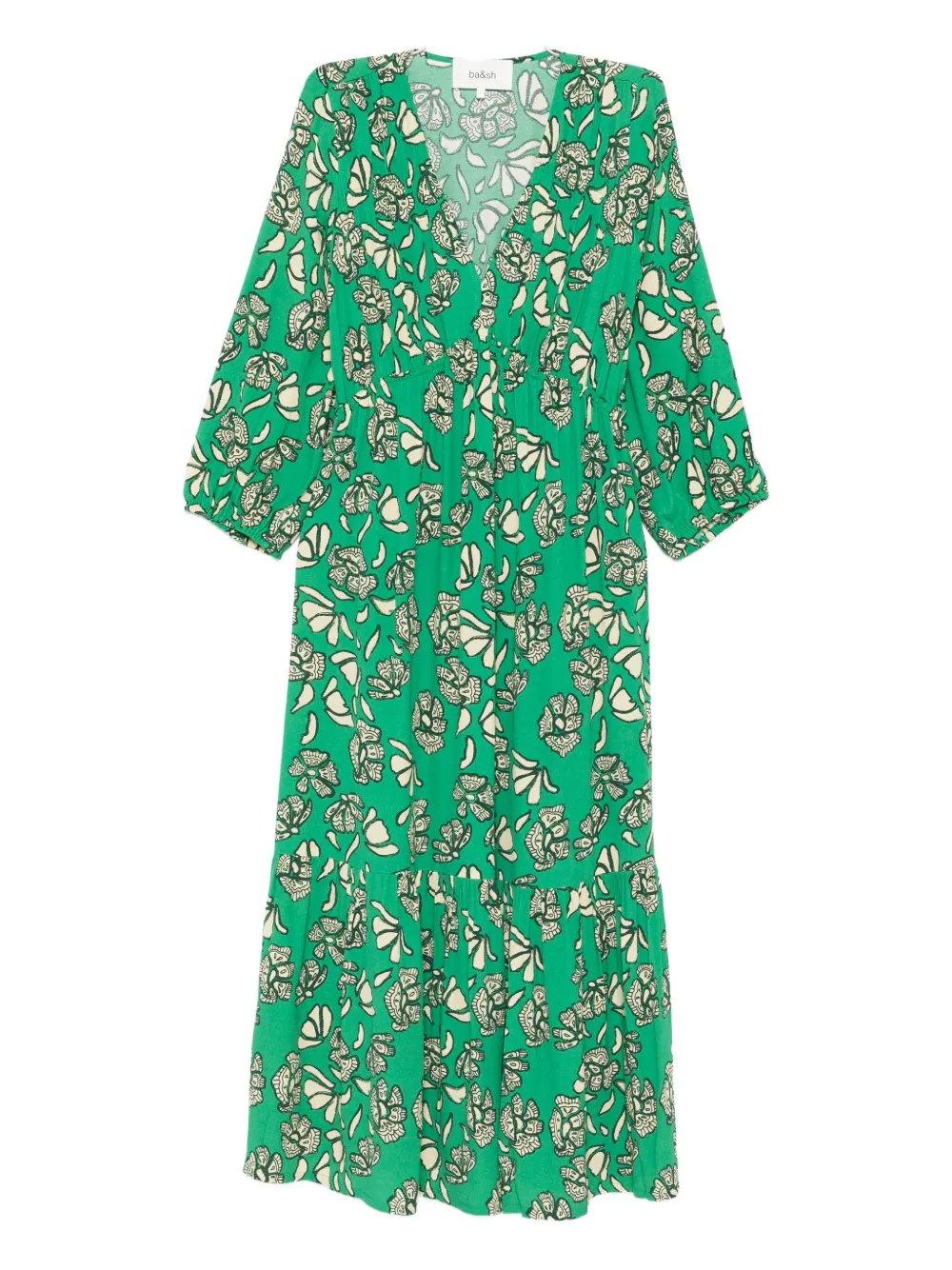 Ba & Sh Aferae floral-print tiered dress - グリーン Ba & Sh Aferae floral-print tiered dress - グリーン