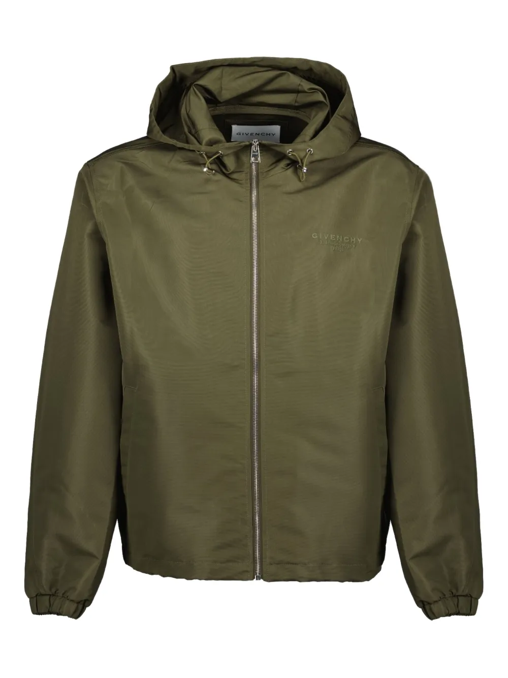 Givenchy logo-embroidered hooded windbreaker Groen