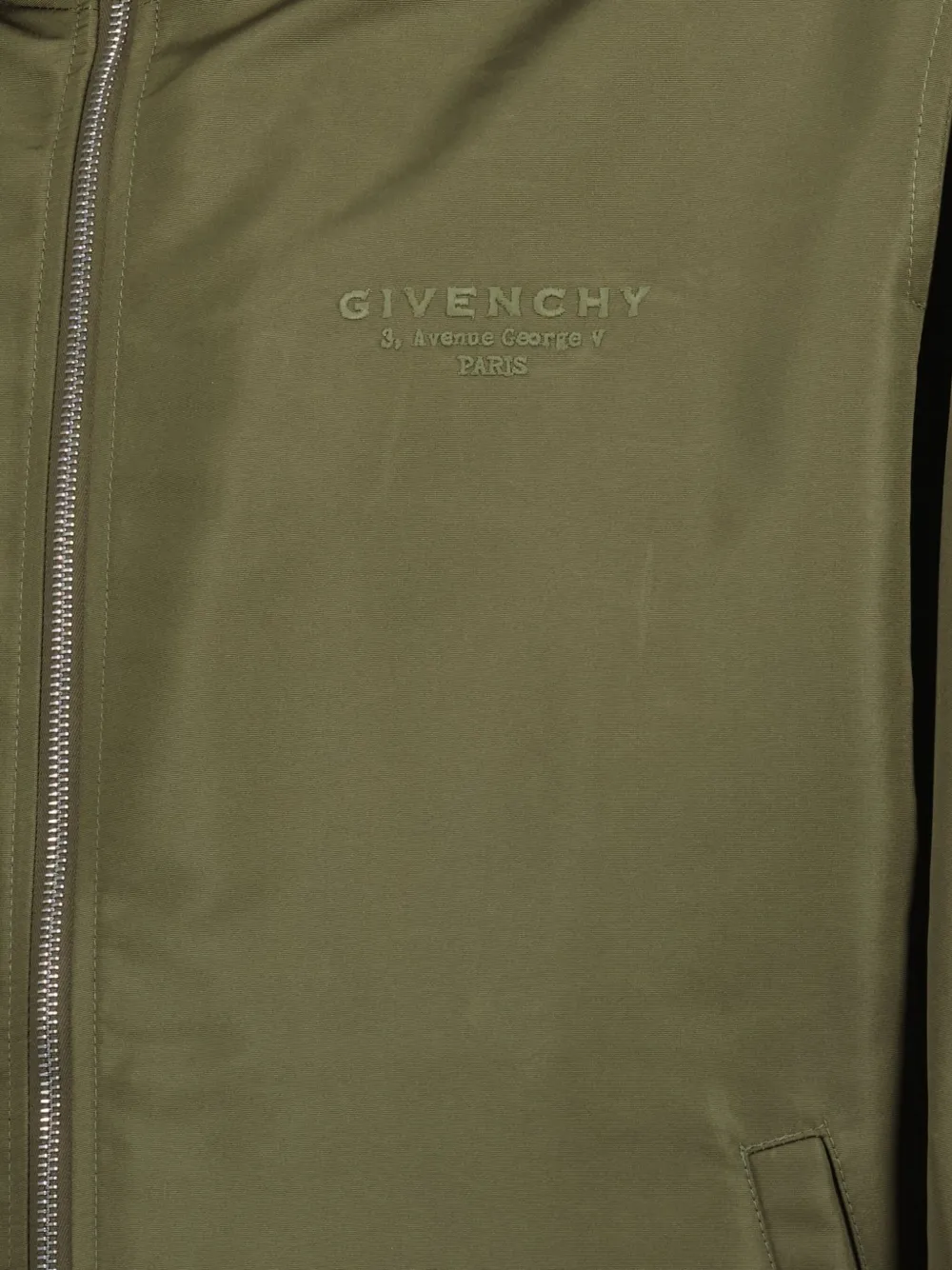 Givenchy logo-embroidered hooded windbreaker Groen