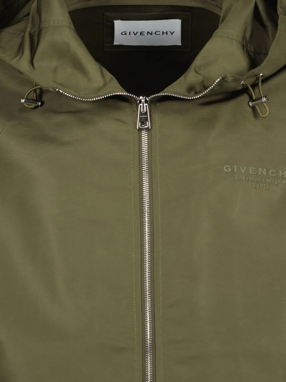 Givenchy logo-embroidered hooded windbreaker Groen