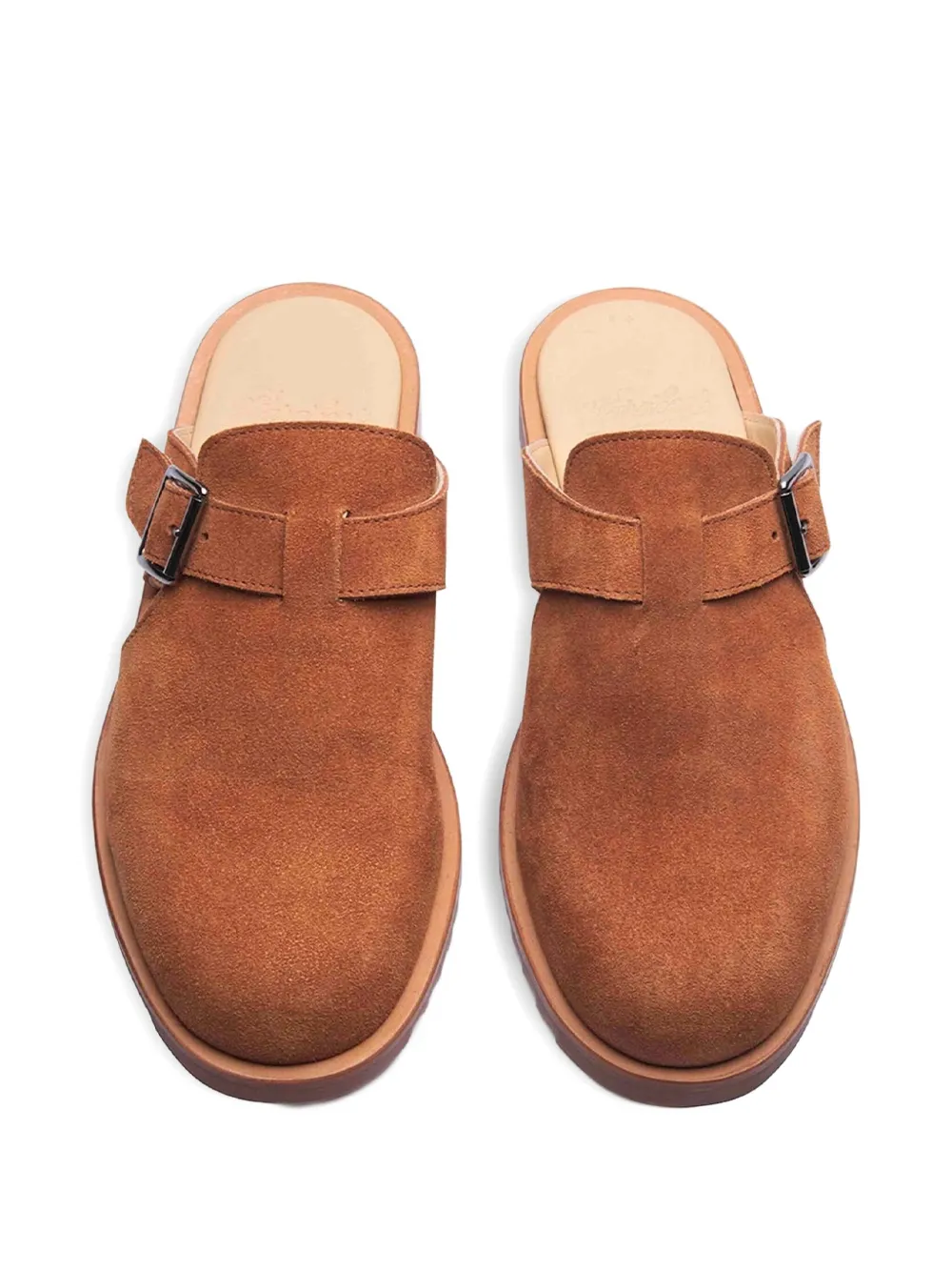Paraboot Athens buckle-fastening suede mules Brown