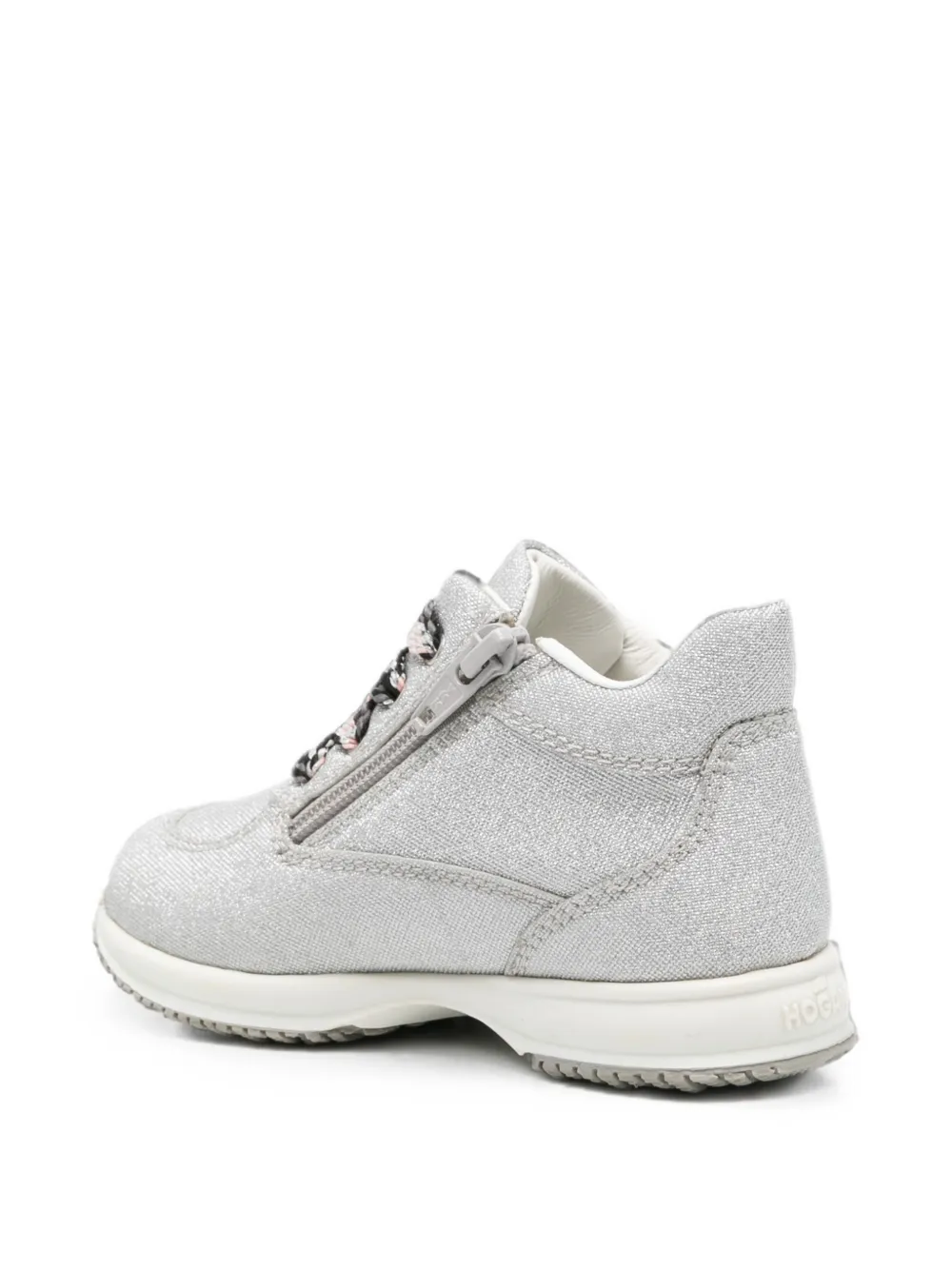 Hogan Kids glitter-effect logo-patch sneakers Grijs