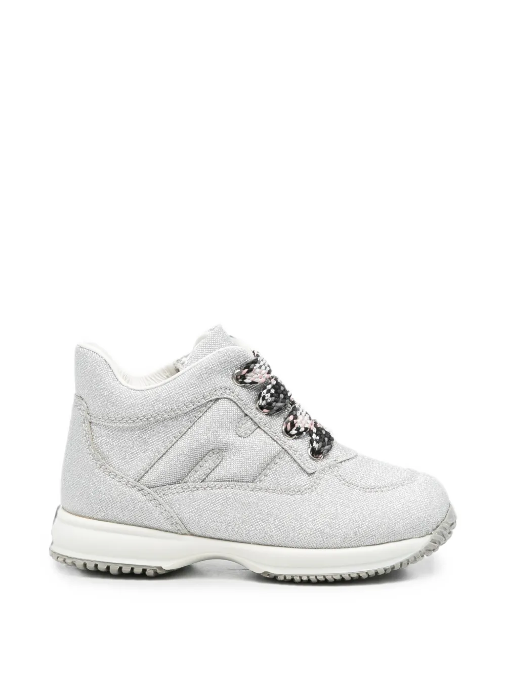 Hogan Kids glitter-effect logo-patch sneakers - Grigio