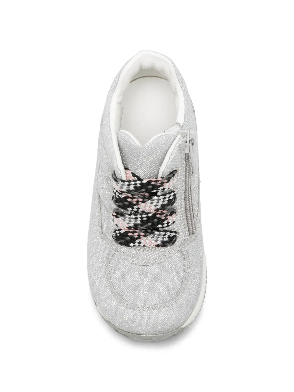 Hogan Kids glitter-effect logo-patch sneakers Grijs