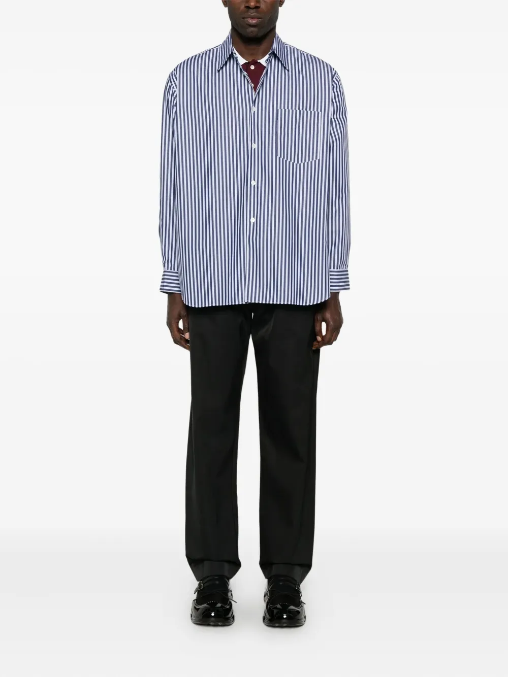 Comme des Garçons Homme striped long-sleeves shirt Blauw