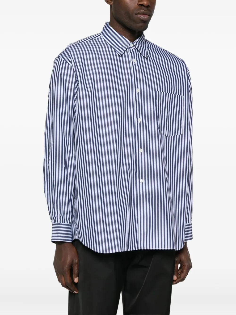 Comme des Garçons Homme striped long-sleeves shirt Blauw