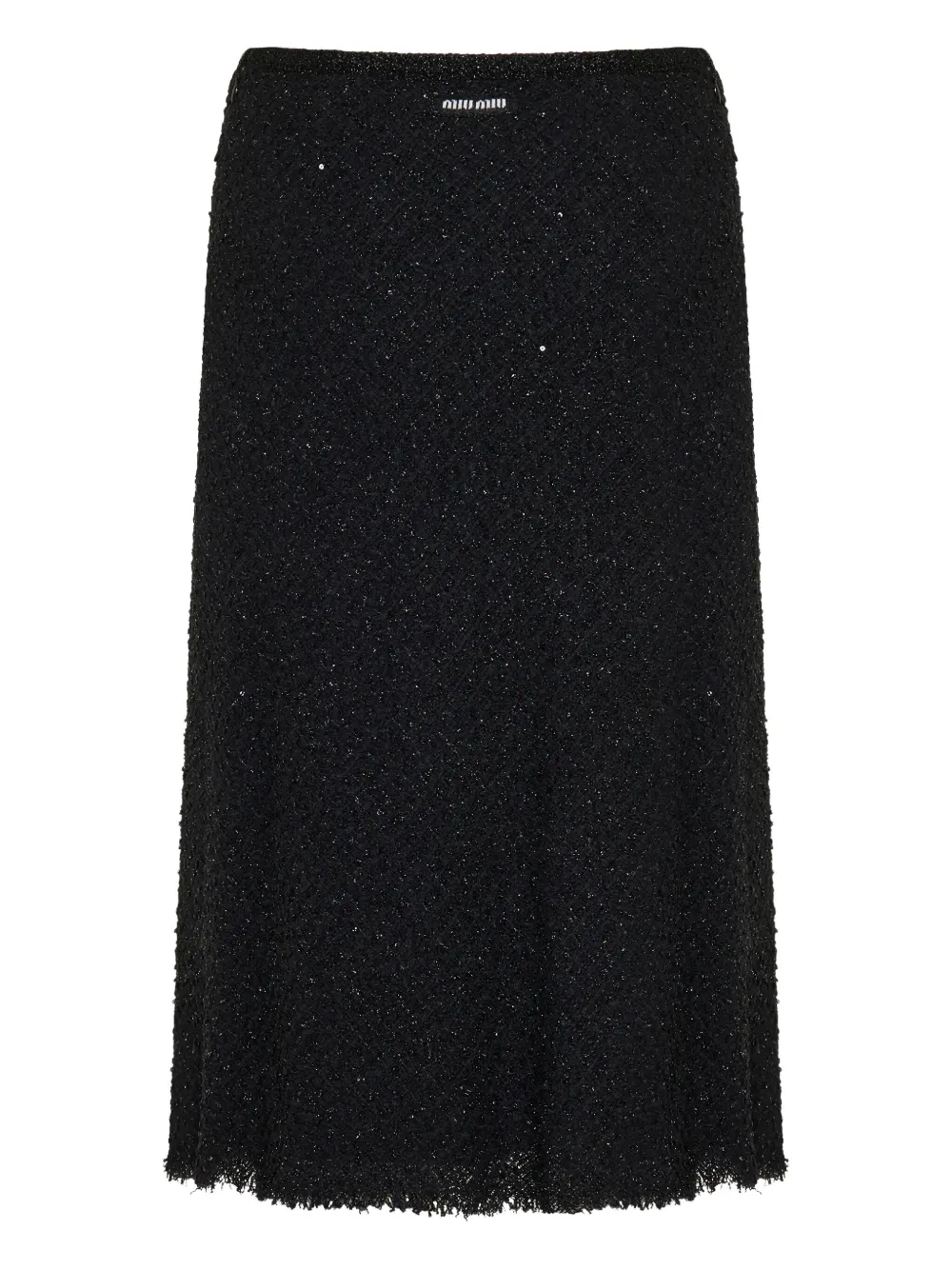 Miu Miu sequin-embellished frayed midi skirt - Zwart