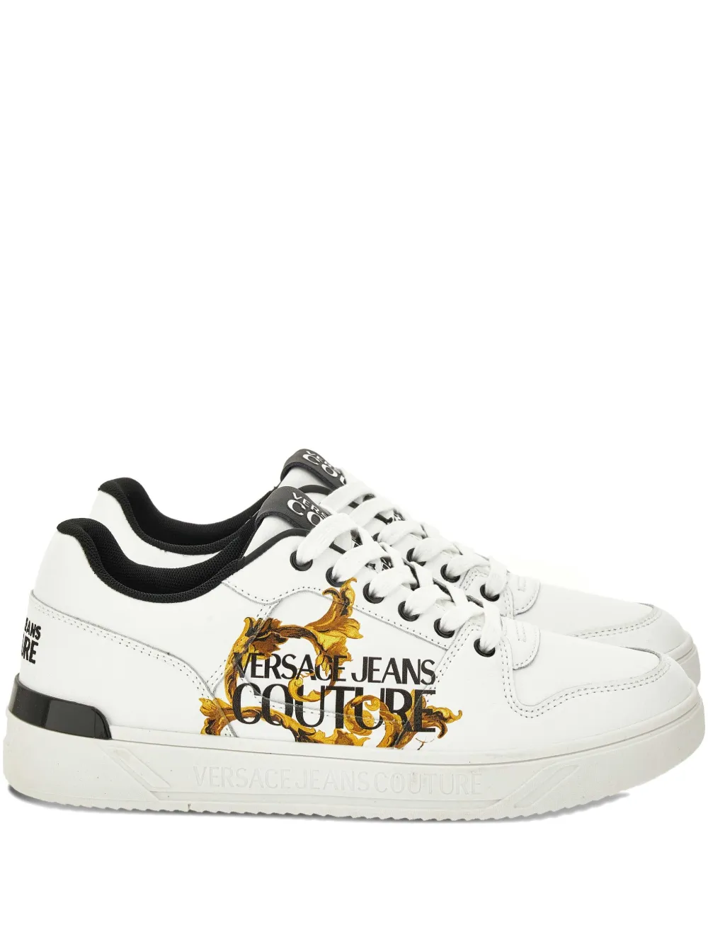 Versace Jeans Couture logo-print leather trainers White