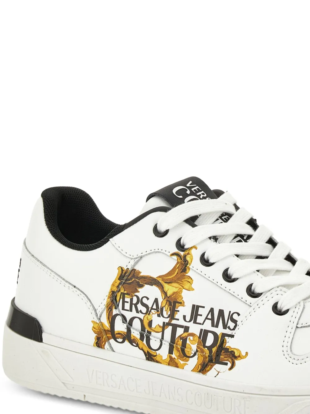 Versace Jeans Couture logo-print leather trainers White
