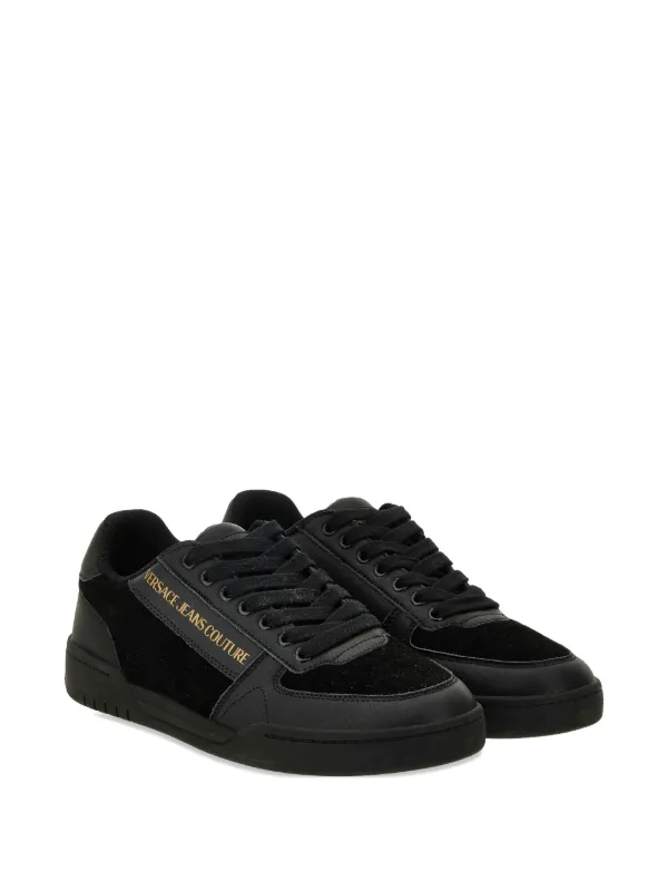 VERSACE JEANS COUTURE ロゴデザイン レザー スニーカー 黒 Versace Jeans Couture Logo Leather Sneakers | ブラック