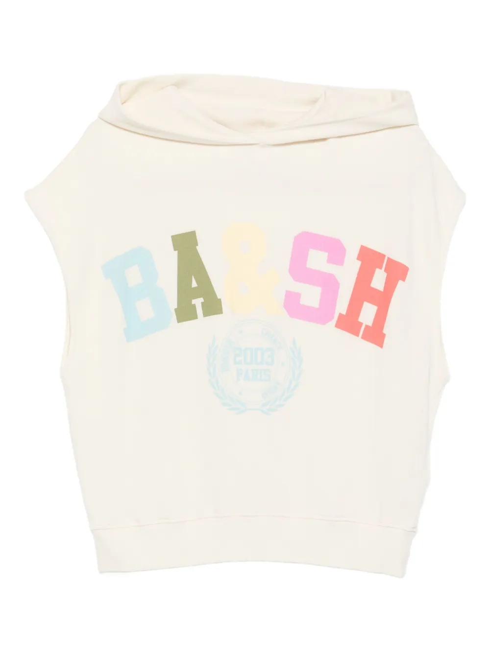 Ba&Sh logo-print sleeveless hoodie Beige