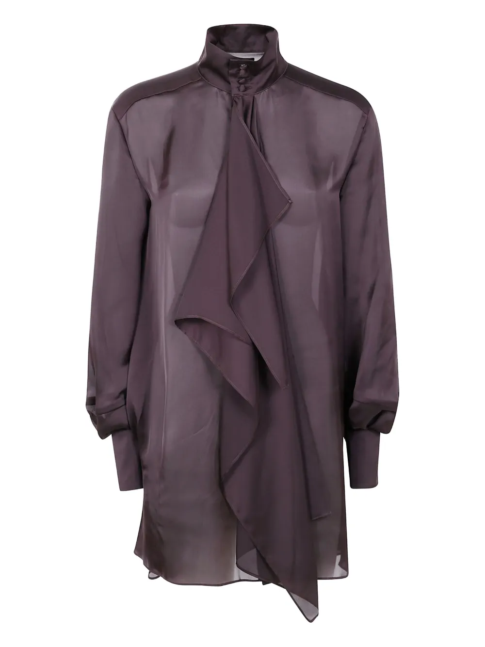 sacai ruffled high-neck blouse - Marrone