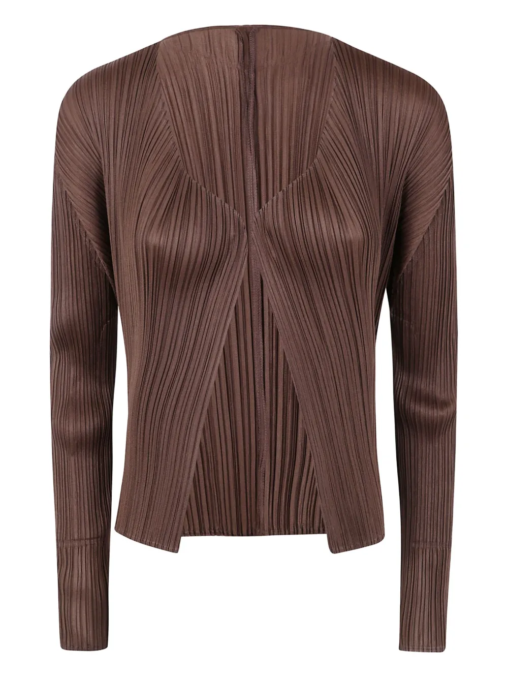 Pleats Please Issey Miyake pleated long-sleeved cardigan - ブラウン Pleats Please Issey Miyake pleated long-sleeved cardigan - ブラウン