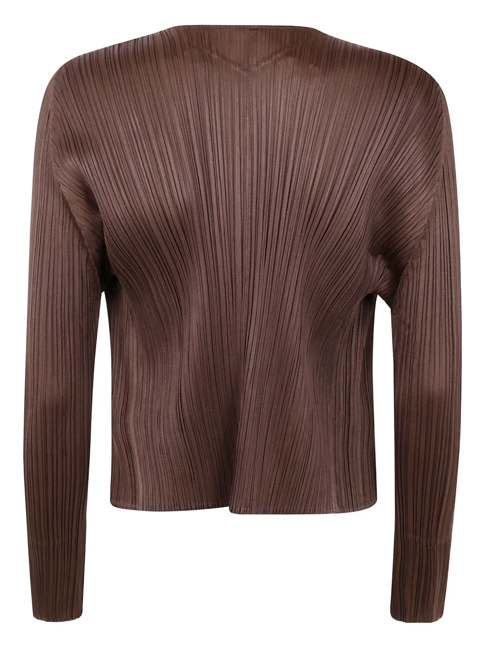 Pleats Please Issey Miyake pleated long-sleeved cardigan Bruin