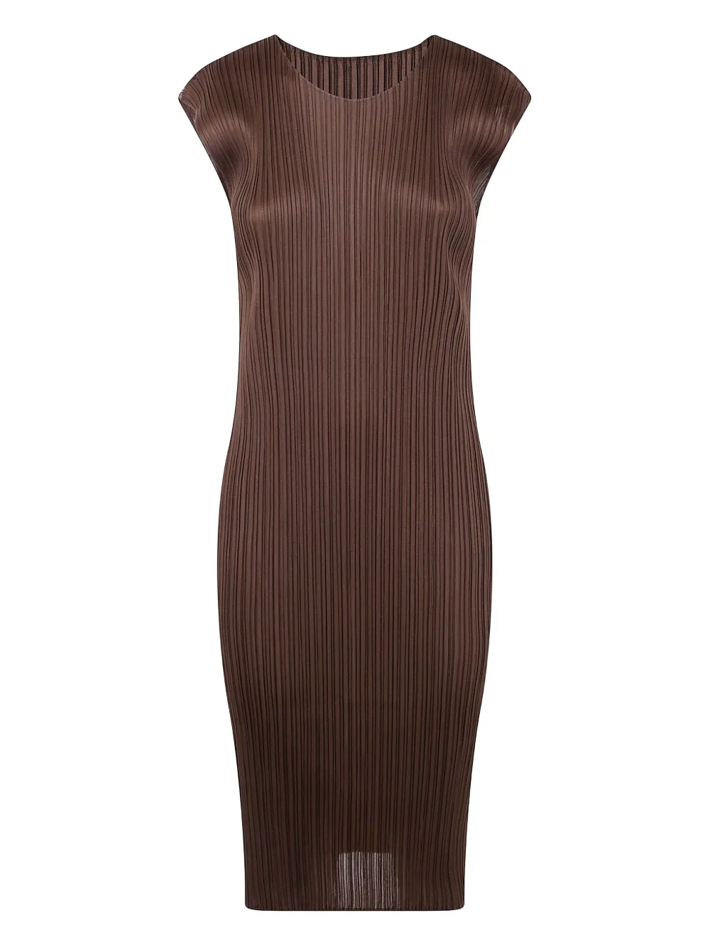 Pleats Please Issey Miyake キャップスリーブ ドレス - ブラウン Pleats Please Issey Miyake キャップスリーブ ドレス - ブラウン