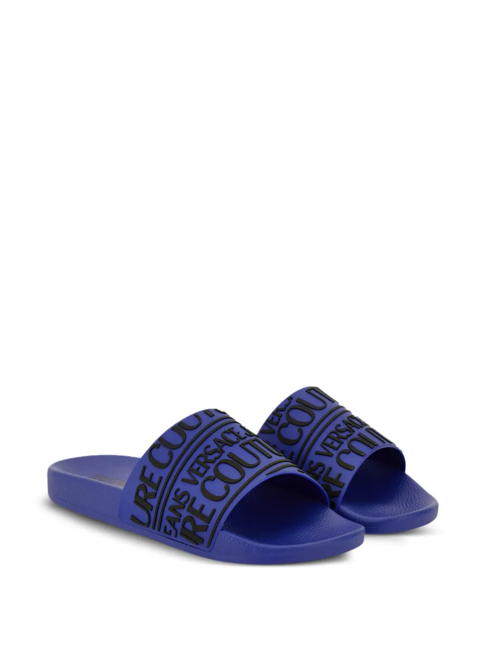 Versace Jeans Couture Slippers met logo-reliëf Blauw