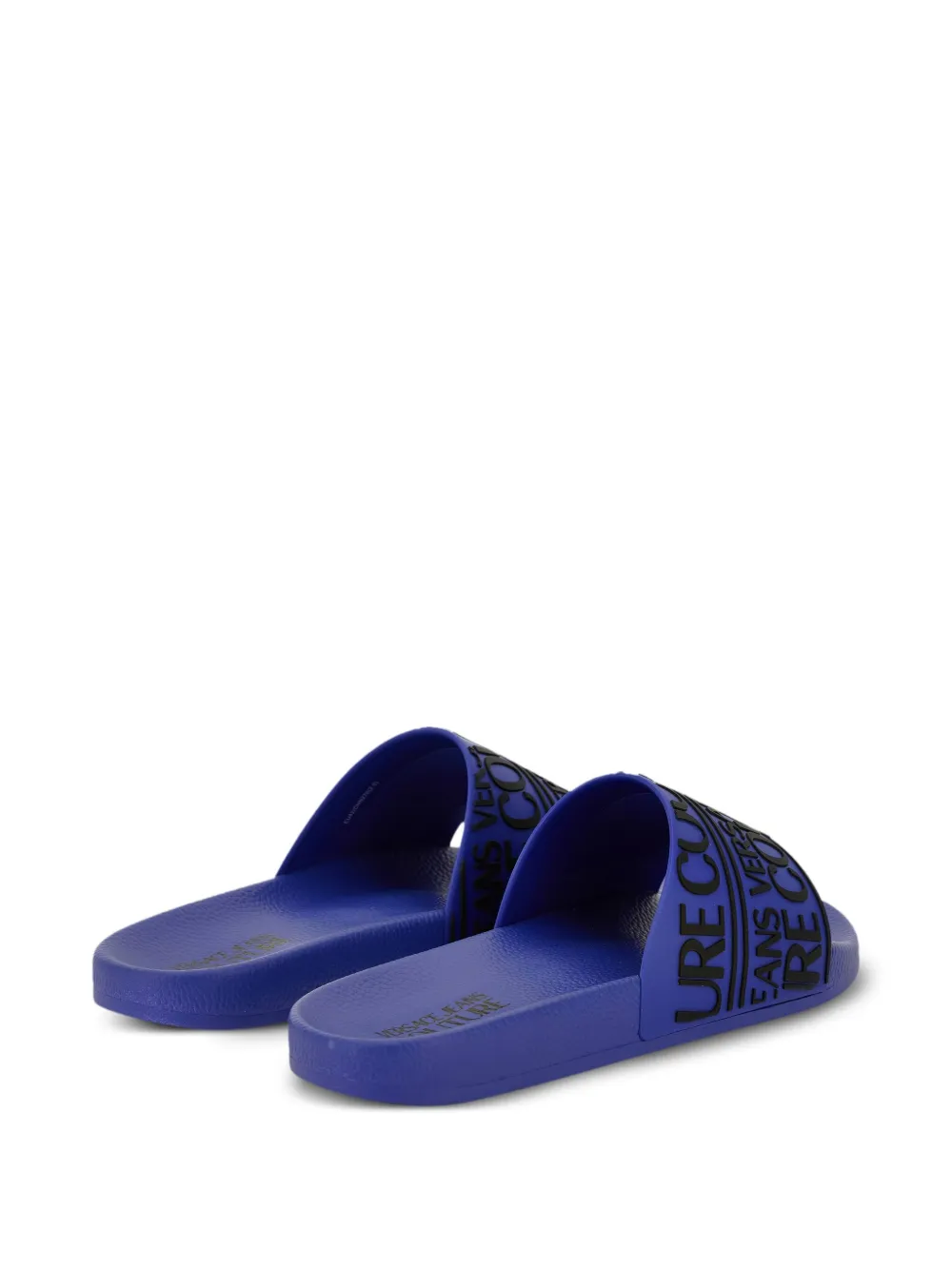 Versace Jeans Couture Slippers met logo-reliëf Blauw