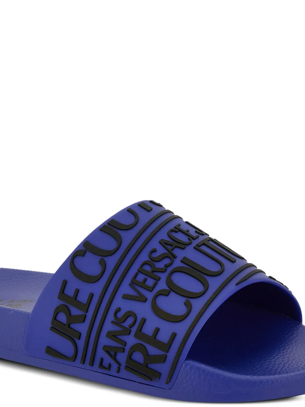 Versace Jeans Couture Slippers met logo-reliëf Blauw